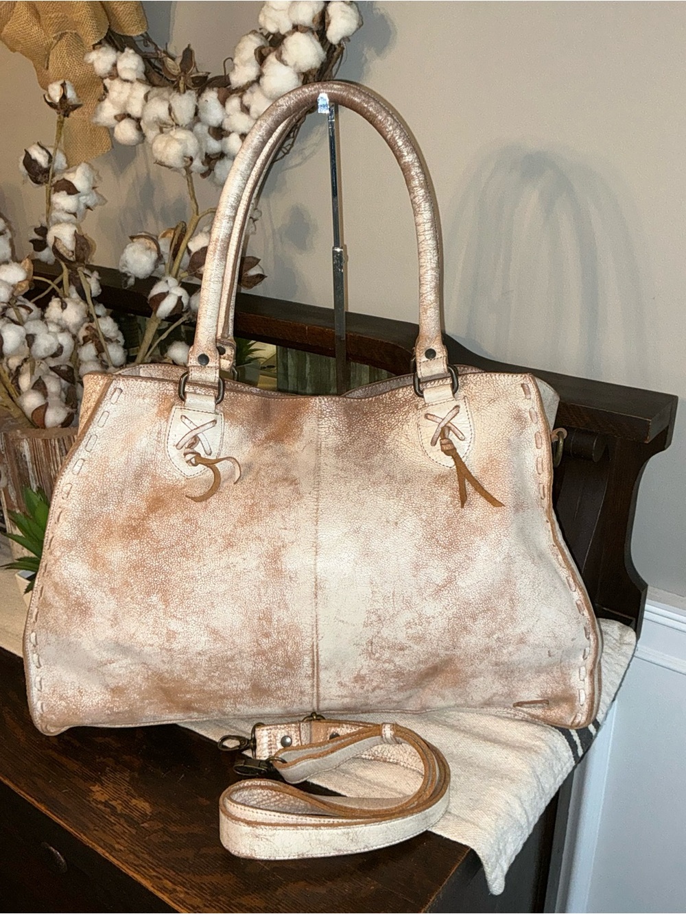 Bed Stu Leather Rockaway Shoulder Crossbody Bag Tote Nectar Lux MSPR $345